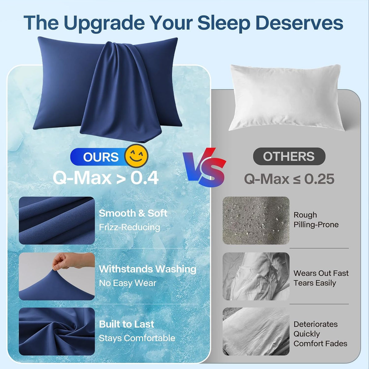 Luxury Cooling Pillowcases Queen Size 2 Pack, Q-Max>0.4 Cool Touch for Hot Sleepers&Night Sweats Beauty Sleep Anti-Frizz, Softer Than Silk Pillowcover Oeko-TEX Certified Champagne