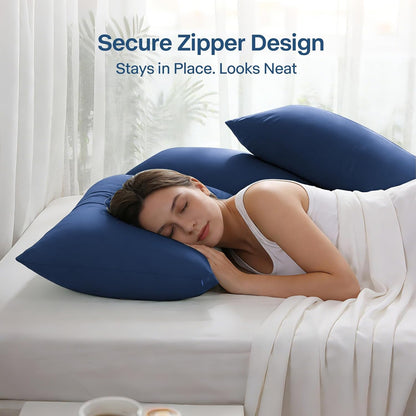 Luxury Cooling Pillowcases Queen Size 2 Pack, Q-Max>0.4 Cool Touch for Hot Sleepers&Night Sweats Beauty Sleep Anti-Frizz, Softer Than Silk Pillowcover Oeko-TEX Certified Champagne