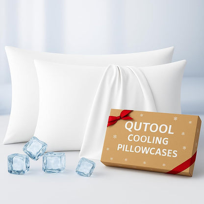 Luxury Cooling Pillowcases Queen Size 2 Pack, Q-Max>0.4 Cool Touch for Hot Sleepers&Night Sweats Beauty Sleep Anti-Frizz, Softer Than Silk Pillowcover Oeko-TEX Certified Champagne