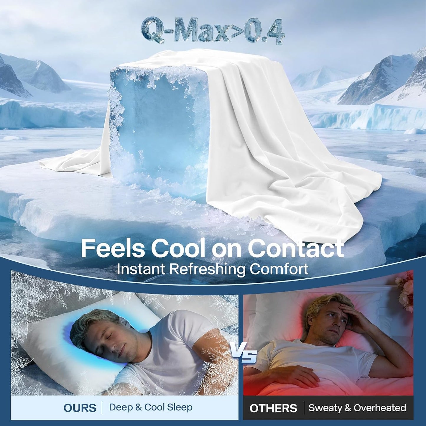 Luxury Cooling Pillowcases Queen Size 2 Pack, Q-Max>0.4 Cool Touch for Hot Sleepers&Night Sweats Beauty Sleep Anti-Frizz, Softer Than Silk Pillowcover Oeko-TEX Certified Champagne