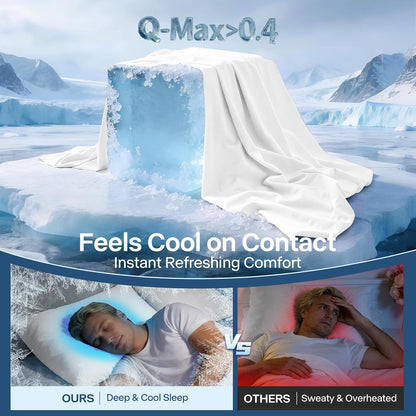Luxury Cooling Pillowcases Queen Size 2 Pack, Q-Max>0.4 Cool Touch for Hot Sleepers&Night Sweats Beauty Sleep Anti-Frizz, Softer Than Silk Pillowcover Oeko-TEX Certified Champagne