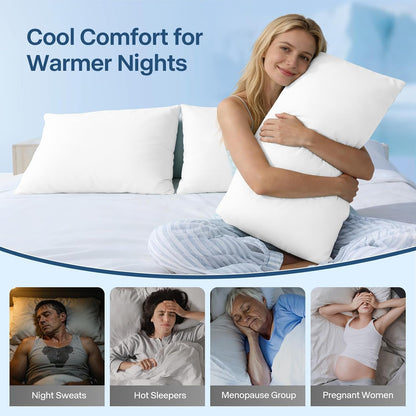 Luxury Cooling Pillowcases Queen Size 2 Pack, Q-Max>0.4 Cool Touch for Hot Sleepers&Night Sweats Beauty Sleep Anti-Frizz, Softer Than Silk Pillowcover Oeko-TEX Certified Champagne