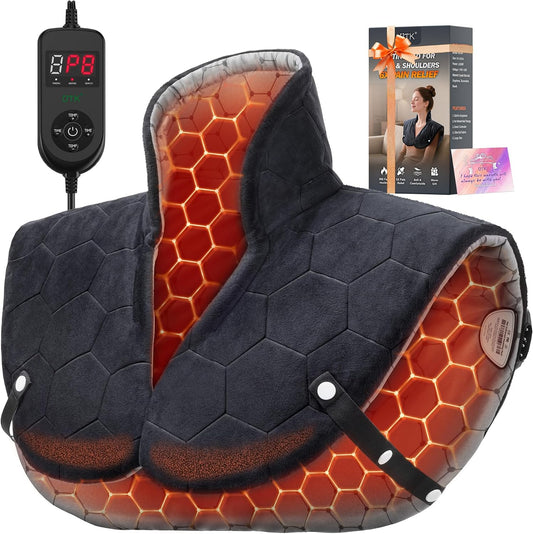 6X Far Infrared Heating Pad for Neck Shoulders and Back, 30S Fast Heat
