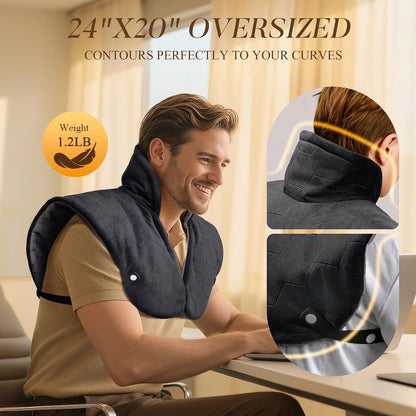 6X Far Infrared Heating Pad for Neck Shoulders and Back, 30S Fast Heat