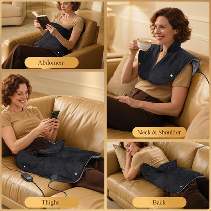 6X Far Infrared Heating Pad for Neck Shoulders and Back, 30S Fast Heat