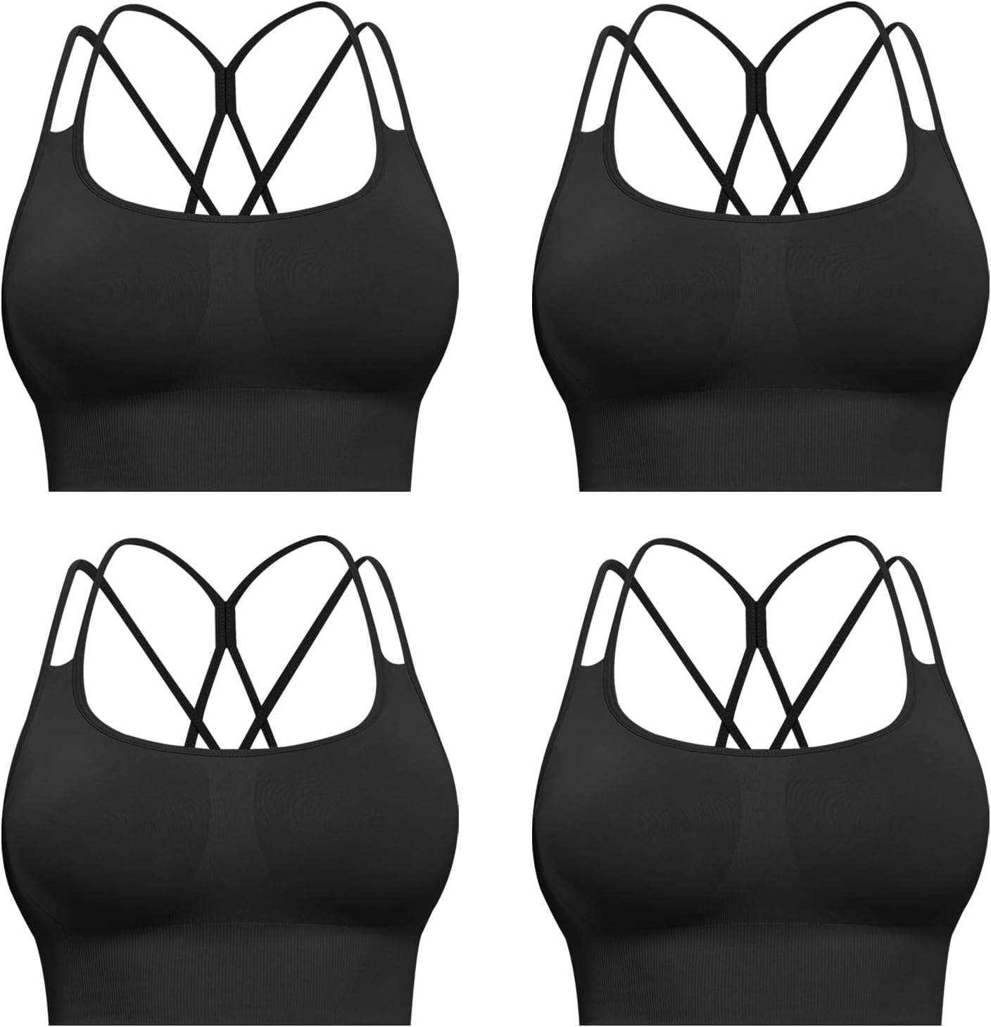 Sports Bras for Women, 4 Packs Padded High Support Workout Yoga Seamless Criss-Cross Racerback Bras