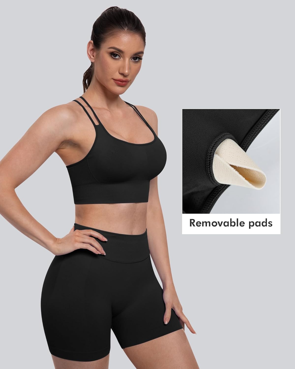 Sports Bras for Women, 4 Packs Padded High Support Workout Yoga Seamless Criss-Cross Racerback Bras