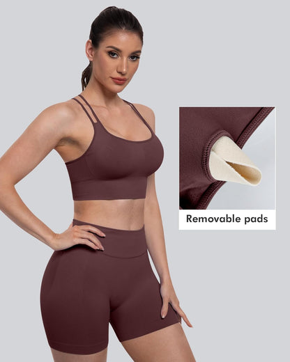 Sports Bras for Women, 4 Packs Padded High Support Workout Yoga Seamless Criss-Cross Racerback Bras