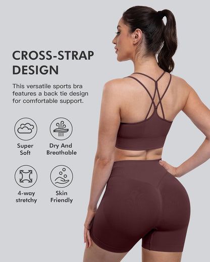Sports Bras for Women, 4 Packs Padded High Support Workout Yoga Seamless Criss-Cross Racerback Bras