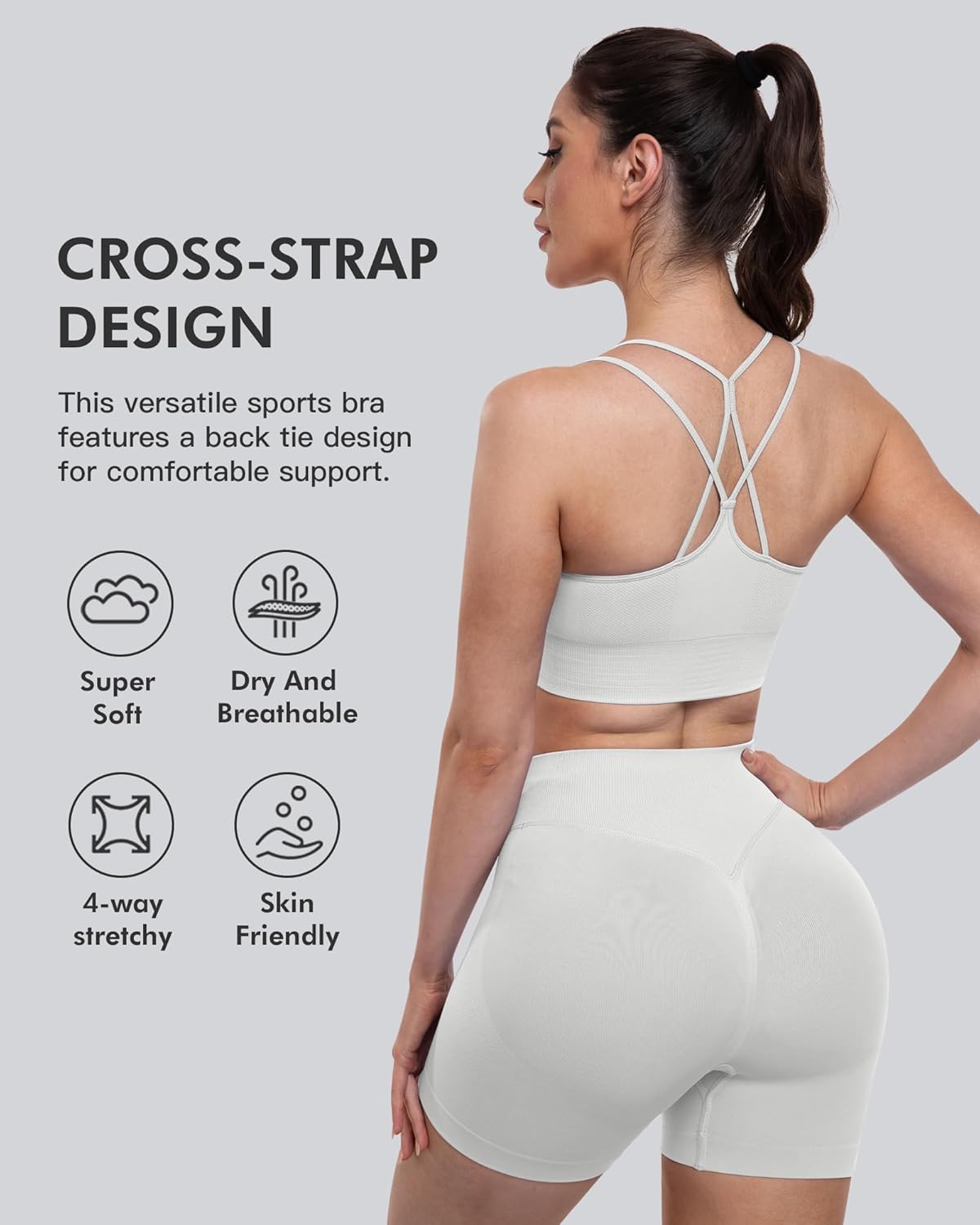 Sports Bras for Women, 4 Packs Padded High Support Workout Yoga Seamless Criss-Cross Racerback Bras