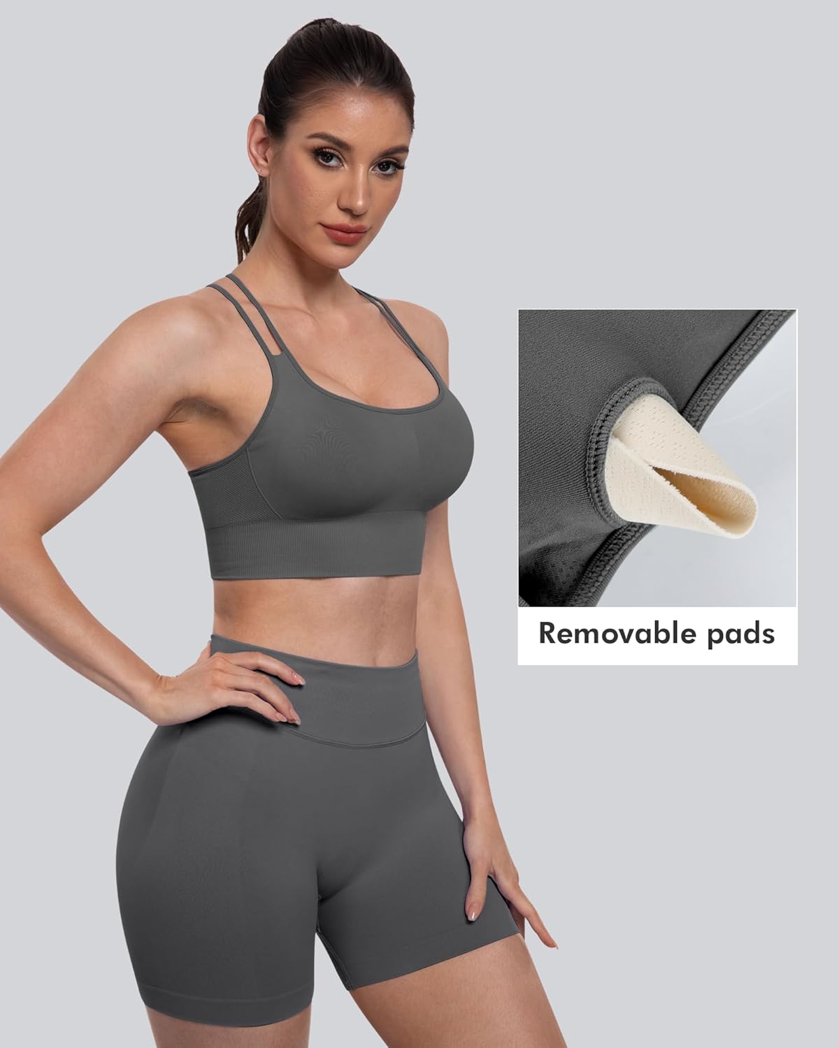 Sports Bras for Women, 4 Packs Padded High Support Workout Yoga Seamless Criss-Cross Racerback Bras