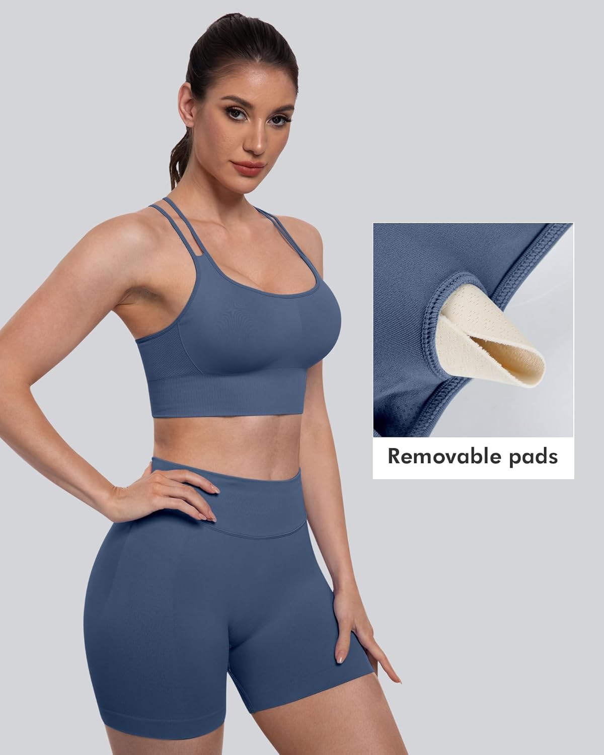 Sports Bras for Women, 4 Packs Padded High Support Workout Yoga Seamless Criss-Cross Racerback Bras