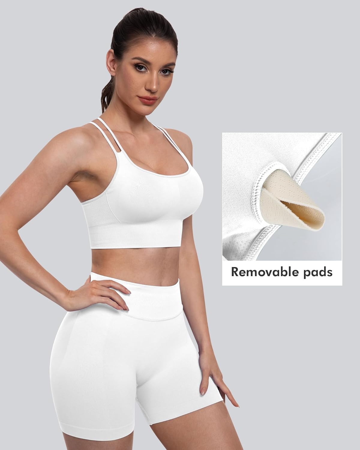 Sports Bras for Women, 4 Packs Padded High Support Workout Yoga Seamless Criss-Cross Racerback Bras