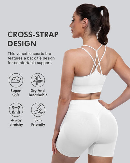Sports Bras for Women, 4 Packs Padded High Support Workout Yoga Seamless Criss-Cross Racerback Bras