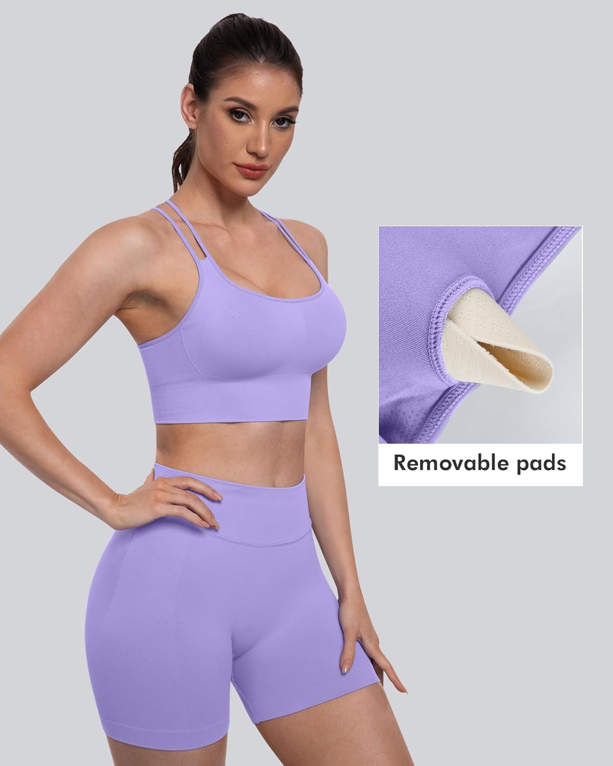 Sports Bras for Women, 4 Packs Padded High Support Workout Yoga Seamless Criss-Cross Racerback Bras