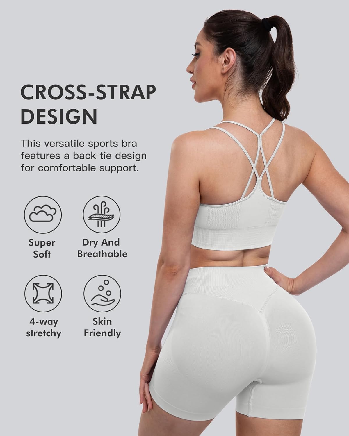 Sports Bras for Women, 4 Packs Padded High Support Workout Yoga Seamless Criss-Cross Racerback Bras