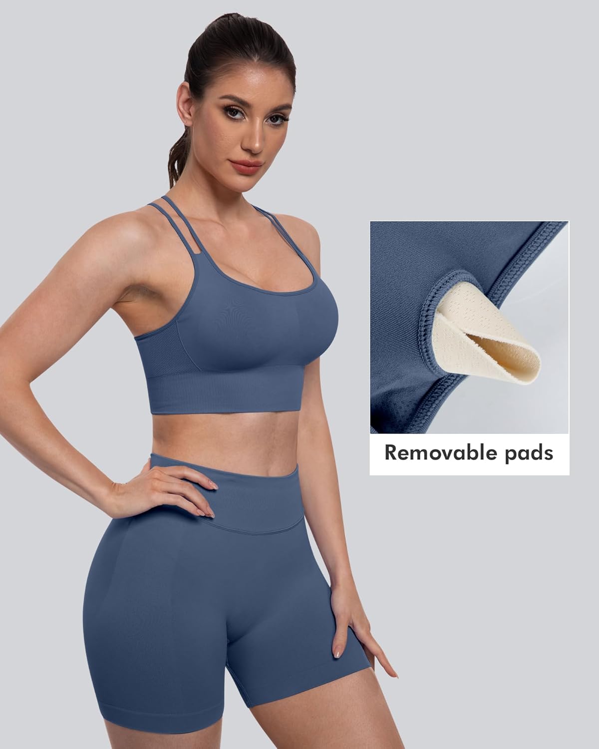 Sports Bras for Women, 4 Packs Padded High Support Workout Yoga Seamless Criss-Cross Racerback Bras