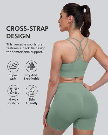 Sports Bras for Women, 4 Packs Padded High Support Workout Yoga Seamless Criss-Cross Racerback Bras