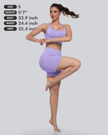 Sports Bras for Women, 4 Packs Padded High Support Workout Yoga Seamless Criss-Cross Racerback Bras