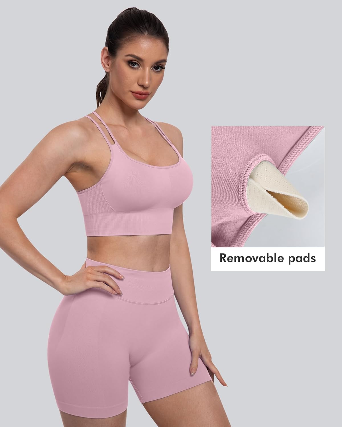 Sports Bras for Women, 4 Packs Padded High Support Workout Yoga Seamless Criss-Cross Racerback Bras