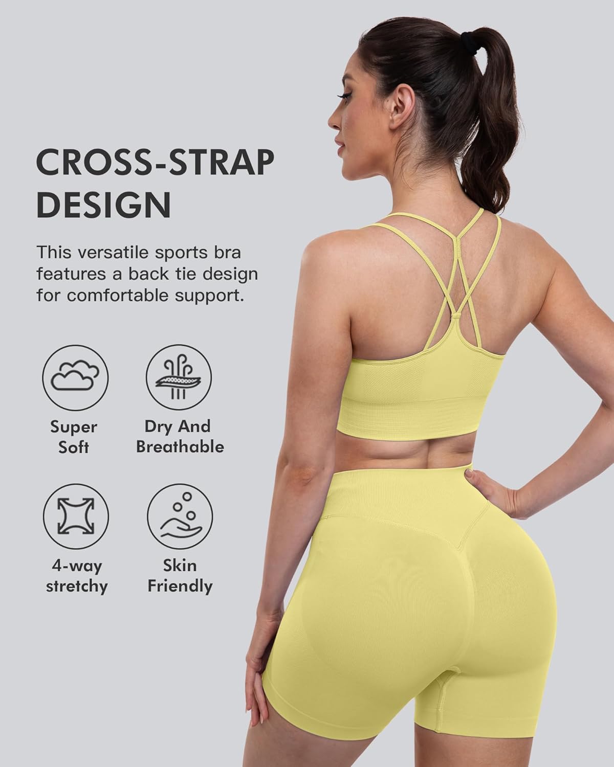 Sports Bras for Women, 4 Packs Padded High Support Workout Yoga Seamless Criss-Cross Racerback Bras