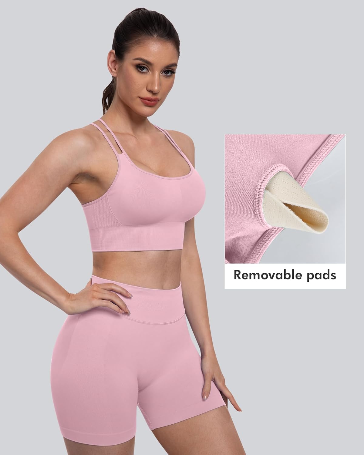 Sports Bras for Women, 4 Packs Padded High Support Workout Yoga Seamless Criss-Cross Racerback Bras