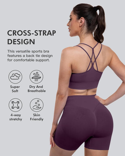 Sports Bras for Women, 4 Packs Padded High Support Workout Yoga Seamless Criss-Cross Racerback Bras