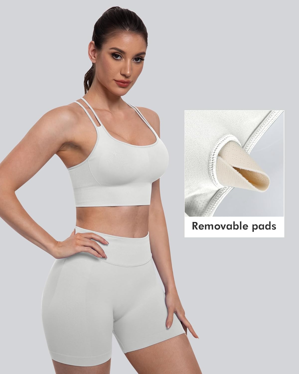 Sports Bras for Women, 4 Packs Padded High Support Workout Yoga Seamless Criss-Cross Racerback Bras