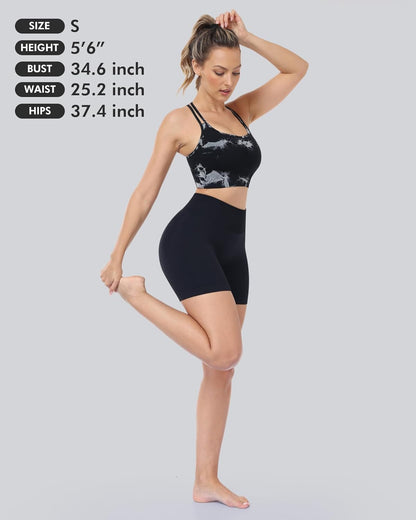 Sports Bras for Women, 4 Packs Padded High Support Workout Yoga Seamless Criss-Cross Racerback Bras