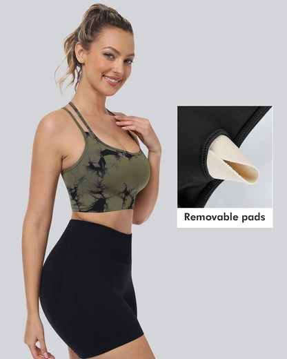 Sports Bras for Women, 4 Packs Padded High Support Workout Yoga Seamless Criss-Cross Racerback Bras