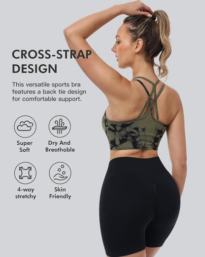 Sports Bras for Women, 4 Packs Padded High Support Workout Yoga Seamless Criss-Cross Racerback Bras