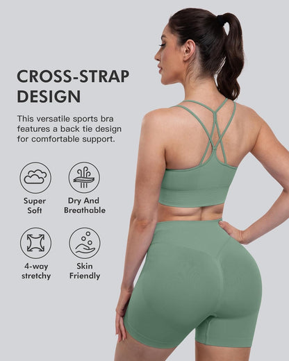 Sports Bras for Women, 4 Packs Padded High Support Workout Yoga Seamless Criss-Cross Racerback Bras