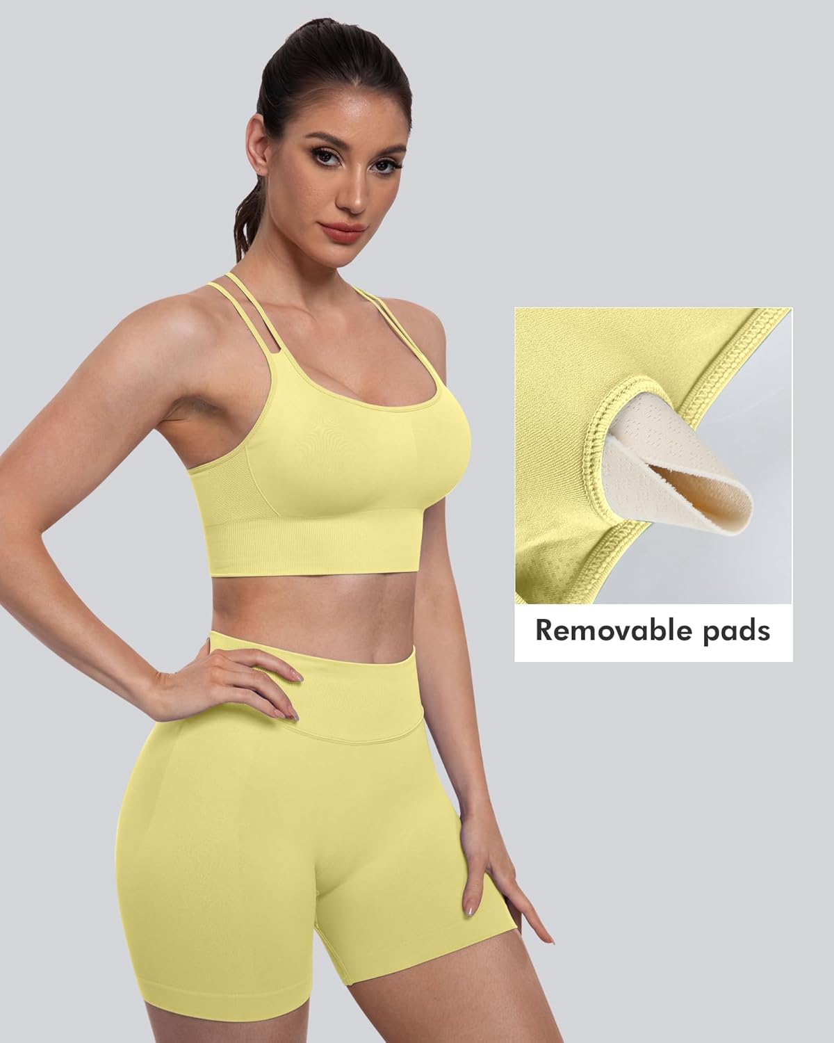 Sports Bras for Women, 4 Packs Padded High Support Workout Yoga Seamless Criss-Cross Racerback Bras