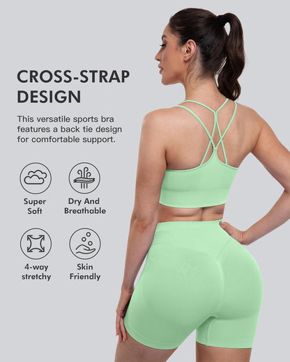 Sports Bras for Women, 4 Packs Padded High Support Workout Yoga Seamless Criss-Cross Racerback Bras