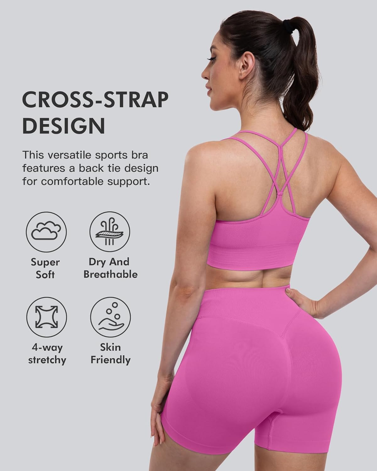 Sports Bras for Women, 4 Packs Padded High Support Workout Yoga Seamless Criss-Cross Racerback Bras