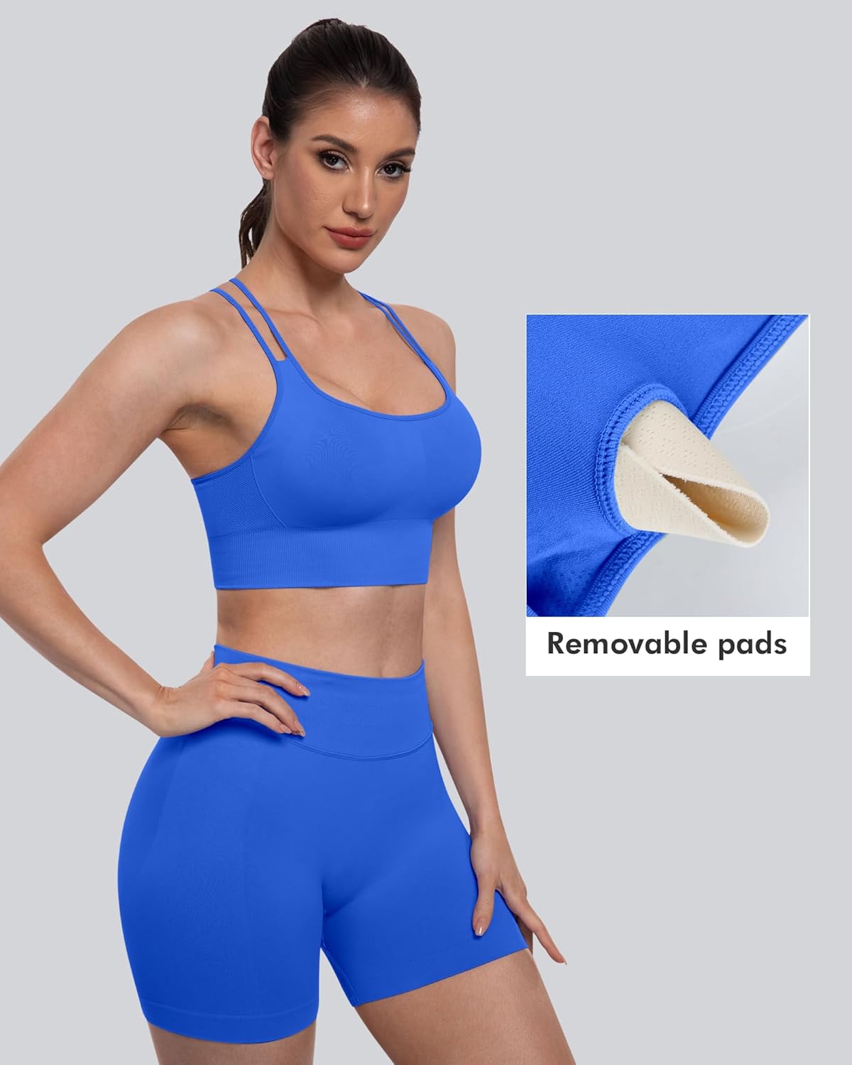 Sports Bras for Women, 4 Packs Padded High Support Workout Yoga Seamless Criss-Cross Racerback Bras