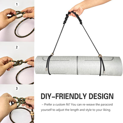 Yoga Mat Strap - 8MM Adjustable Paracord Carrier for Carrying Yoga Mats, Camping Pads & Blankets (Strap Only)