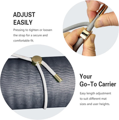 Yoga Mat Strap - 8MM Adjustable Paracord Carrier for Carrying Yoga Mats, Camping Pads & Blankets (Strap Only)