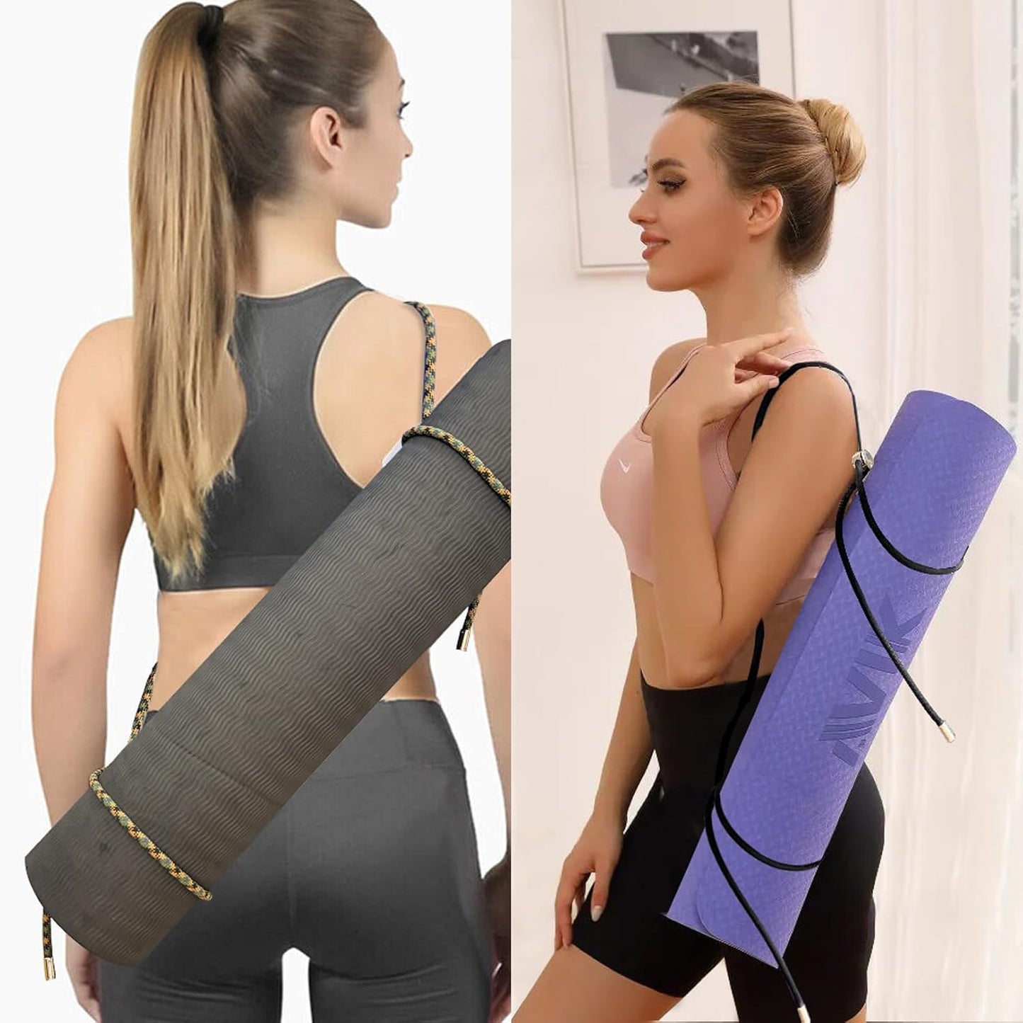 Yoga Mat Strap - 8MM Adjustable Paracord Carrier for Carrying Yoga Mats, Camping Pads & Blankets (Strap Only)