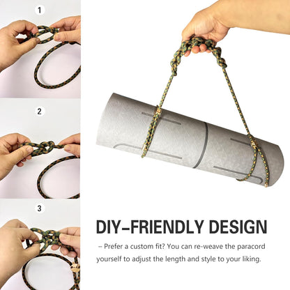 Yoga Mat Strap - 8MM Adjustable Paracord Carrier for Carrying Yoga Mats, Camping Pads & Blankets (Strap Only)