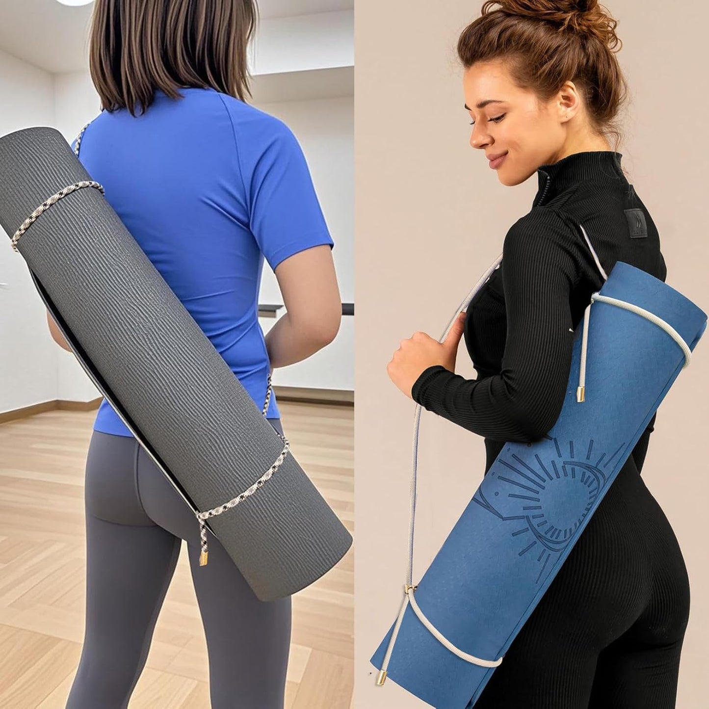 Yoga Mat Strap - 8MM Adjustable Paracord Carrier for Carrying Yoga Mats, Camping Pads & Blankets (Strap Only)