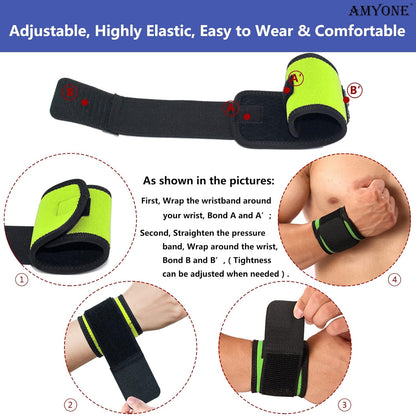 Wrist Brace, 2 PACK Wrist Wraps for Carpal Tunnel for Women, Highly Elastic Compression Support for Yoga/Night Sleep/Fitness/Sports/Pain Relief/Weightlifting, Adjustable Wrist Sweat Bands-Orange