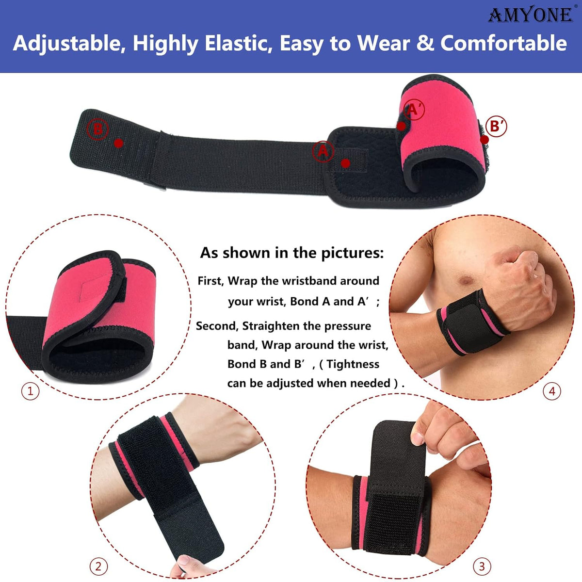 Wrist Brace, 2 PACK Wrist Wraps for Carpal Tunnel for Women, Highly Elastic Compression Support for Yoga/Night Sleep/Fitness/Sports/Pain Relief/Weightlifting, Adjustable Wrist Sweat Bands-Orange