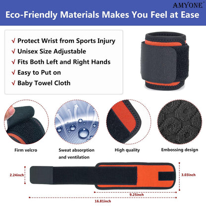 Wrist Brace, 2 PACK Wrist Wraps for Carpal Tunnel for Women, Highly Elastic Compression Support for Yoga/Night Sleep/Fitness/Sports/Pain Relief/Weightlifting, Adjustable Wrist Sweat Bands-Orange