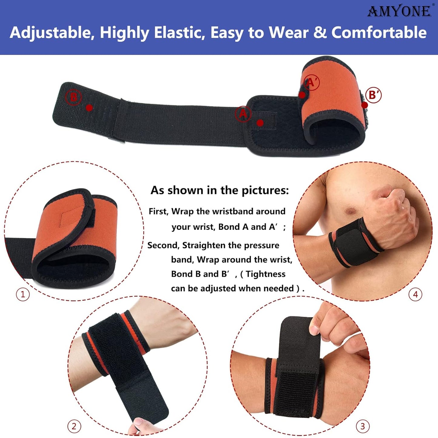 Wrist Brace, 2 PACK Wrist Wraps for Carpal Tunnel for Women, Highly Elastic Compression Support for Yoga/Night Sleep/Fitness/Sports/Pain Relief/Weightlifting, Adjustable Wrist Sweat Bands-Orange
