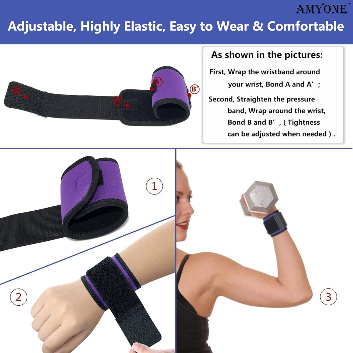Wrist Brace, 2 PACK Wrist Wraps for Carpal Tunnel for Women, Highly Elastic Compression Support for Yoga/Night Sleep/Fitness/Sports/Pain Relief/Weightlifting, Adjustable Wrist Sweat Bands-Orange