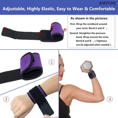 Wrist Brace, 2 PACK Wrist Wraps for Carpal Tunnel for Women, Highly Elastic Compression Support for Yoga/Night Sleep/Fitness/Sports/Pain Relief/Weightlifting, Adjustable Wrist Sweat Bands-Orange