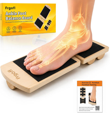 Adjustable Balance Board for Ankle Strengthening & Stability | Recovery for sprains & plantar fasciitis. Includes video guide for single leg training. Adjustable stability board.