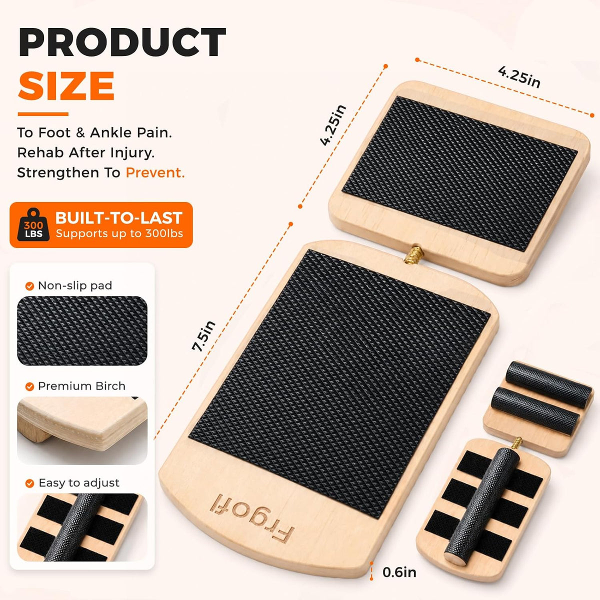 Adjustable Balance Board for Ankle Strengthening & Stability | Recovery for sprains & plantar fasciitis. Includes video guide for single leg training. Adjustable stability board.