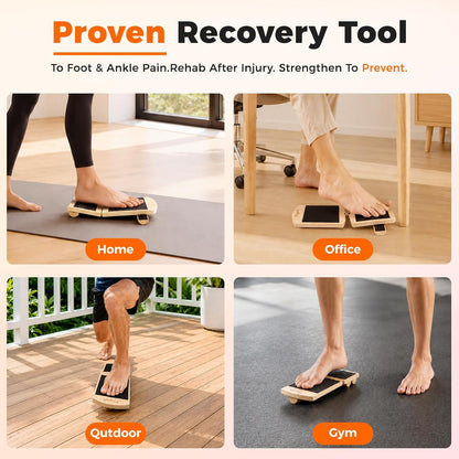 Adjustable Balance Board for Ankle Strengthening & Stability | Recovery for sprains & plantar fasciitis. Includes video guide for single leg training. Adjustable stability board.